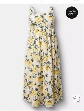 torrid White Maxi Dress with Yellow Floral Print